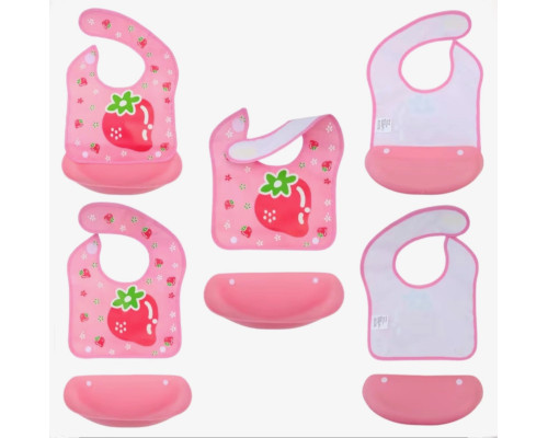 Слюнявчик з карманом на кнопках "Strawberry" розовый