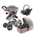 Детская коляска-трансформер B.Childhood 3-in-1 model 739 стандартная коляска, летний вариант, переноска с возможностью крепления в авто Pink