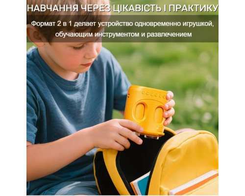 Дитячий цифровий мікроскоп 2 в 1 з біноклем, 1000x, HD 1080P, екран 2,0 дюйма, жовтий