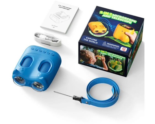 Дитячий цифровий мікроскоп 2 в 1 з біноклем, 1000x, HD 1080P, екран 2,0 дюйма