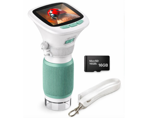 Мікроскоп дитячий 1000x портативний з IPS екраном 2,4”, кишеньковий, зелений