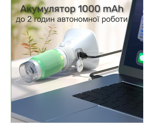 Мікроскоп дитячий 1000x портативний з IPS екраном 2,4”, кишеньковий, зелений