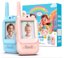 Дитяча відео-рація 300 м на акумуляторі, USB-зарядка, набір 2 шт. (рожевий і синій)
