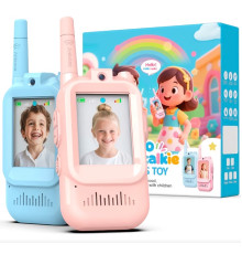 Дитяча відео-рація 300 м на акумуляторі, USB-зарядка, набір 2 шт. (рожевий і синій)