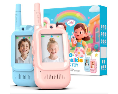 Дитяча відео-рація 300 м на акумуляторі, USB-зарядка, набір 2 шт. (рожевий і синій)