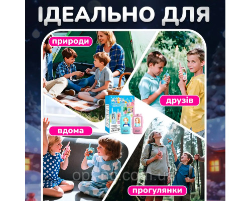 Дитяча відео-рація 300 м на акумуляторі, USB-зарядка, набір 2 шт. (рожевий і синій)