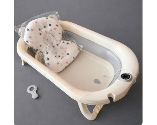 Складна дитяча ванночка з термодатчиком, матрасиком і зливом