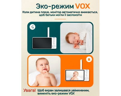 Відеоняня Baby Monitor ABM501 з поворотною камерою, 5 дюймовим монітором та нічним баченням