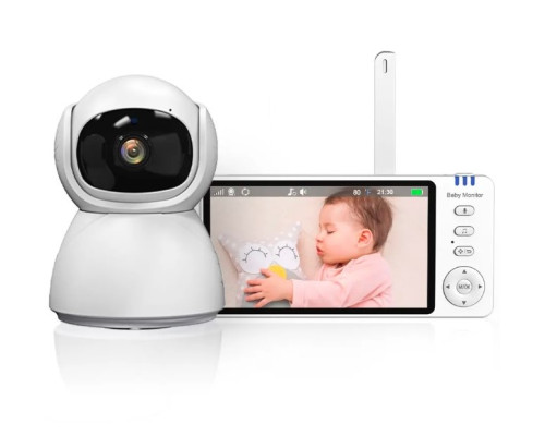 Видеоняня Baby Monitor ABM570 с 5-дюймовым IPS экраном и аккумулятором 3500 mAh и ночным видением Видеоняня Baby Monitor ABM570 с 5-дюймовым IPS экраном и аккумулятором 3500 mAh и ночным видением