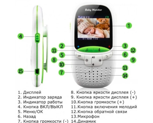 Відеоняня Baby Monitor VB602 система спостереження з нічним баченням та голосовою активацією радіоняня
