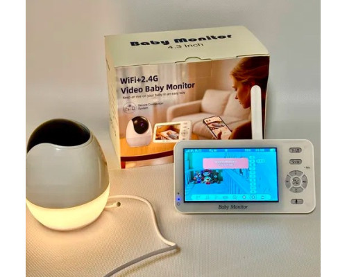 Відеоняня ABM206 з нічником та підключенням до телефону, поворотна камера, режим VOX, двосторонній зв’язок