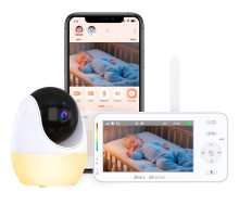 Відеоняня ABM206 з нічником та підключенням до телефону, поворотна камера, режим VOX, двосторонній зв’язок