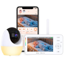 Відеоняня ABM206 з нічником та підключенням до телефону, поворотна камера, режим VOX, двосторонній зв’язок