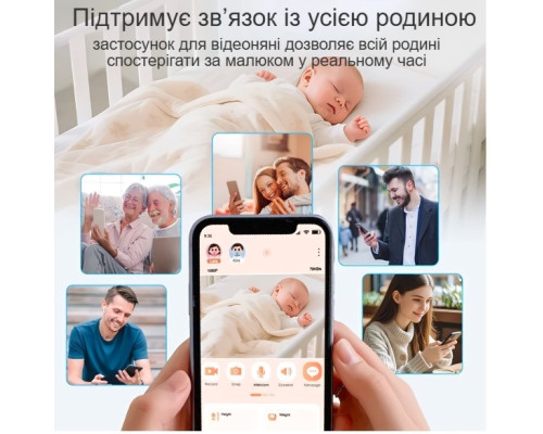 Відеоняня ABM206 з нічником та підключенням до телефону, поворотна камера, режим VOX, двосторонній зв’язок