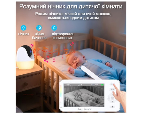 Відеоняня ABM206 з нічником та підключенням до телефону, поворотна камера, режим VOX, двосторонній зв’язок