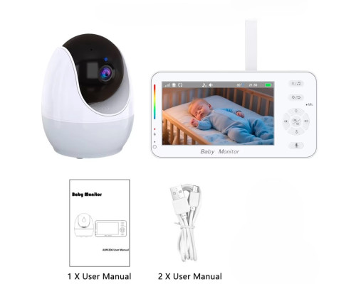 Відеоняня ABM206 з нічником та підключенням до телефону, поворотна камера, режим VOX, двосторонній зв’язок