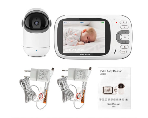 Відеоняня Baby Monitor VB802 з поворотною камерою, радіоняня з монітором та нічним баченням
