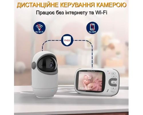 Відеоняня Baby Monitor VB802 з поворотною камерою, радіоняня з монітором та нічним баченням