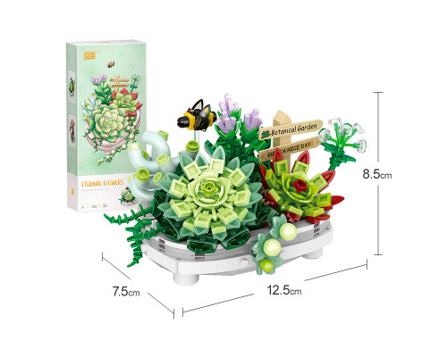 3D конструктор набор строительных блоков LOZ 1660 вечный цветок суккуленты в горшке 389 деталей пластиковый