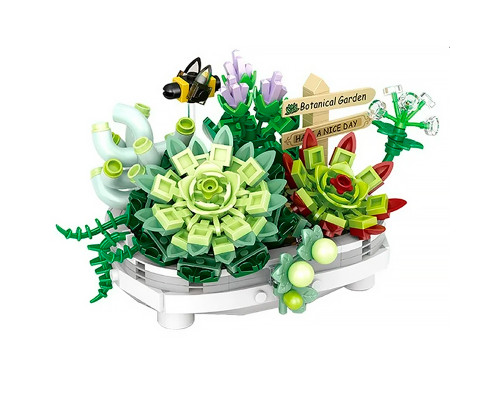 3D конструктор набор строительных блоков LOZ 1660 вечный цветок суккуленты в горшке 389 деталей пластиковый