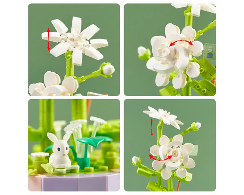 3D конструктор набор строительных блоков YZ 2088 цветочный конструктор Жасмин 305 деталей