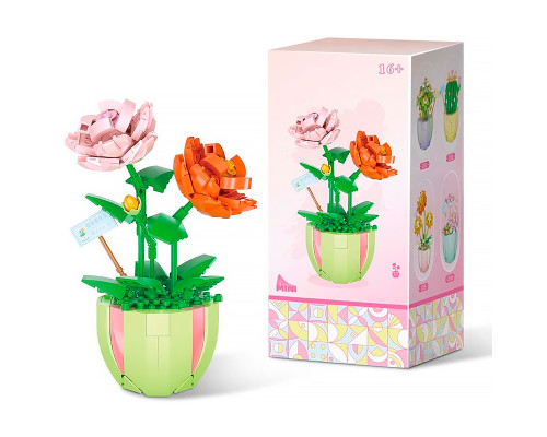 3D конструктор набор строительных блоков YZ 2080 цветочный конструктор Роза 330 деталей