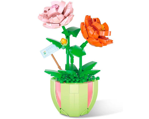 3D конструктор набор строительных блоков YZ 2080 цветочный конструктор Роза 330 деталей