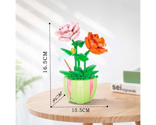 3D конструктор набор строительных блоков YZ 2080 цветочный конструктор Роза 330 деталей