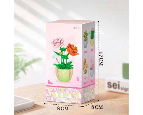 3D конструктор набор строительных блоков YZ 2080 цветочный конструктор Роза 330 деталей