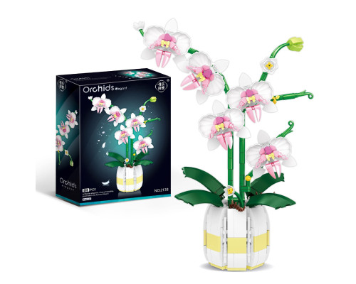 3D конструктор набор строительных блоков YZ 2138 цветочный конструктор Орхидея 616 деталей