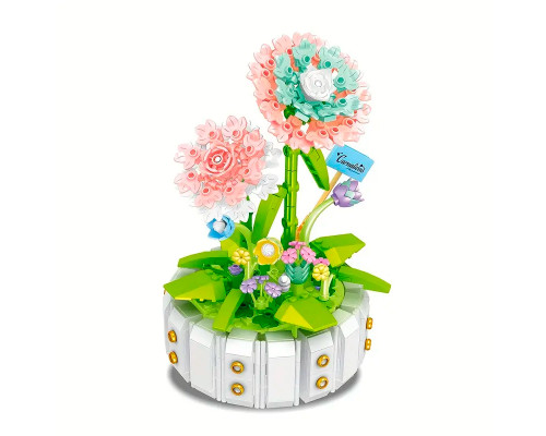3D конструктор набор строительных блоков YZ 2143 цветочный конструктор Гвоздика 510 деталей