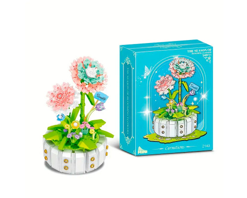 3D конструктор набор строительных блоков YZ 2143 цветочный конструктор Гвоздика 510 деталей