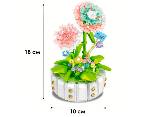 3D конструктор набор строительных блоков YZ 2143 цветочный конструктор Гвоздика 510 деталей