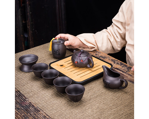 Дорожный набор для чайной церемонии керамический Black Matt