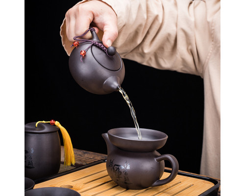 Дорожный набор для чайной церемонии керамический Black Matt