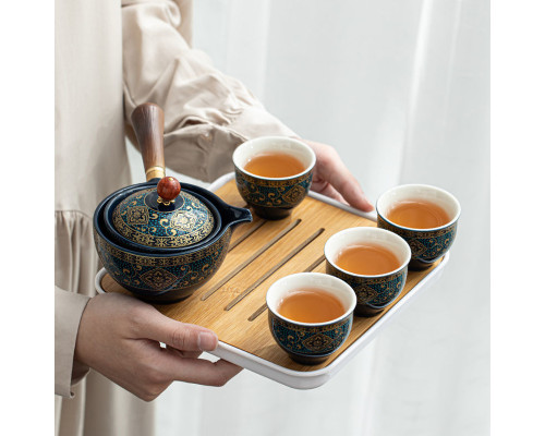 Дорожный набор для чайной церемонии керамический Blue