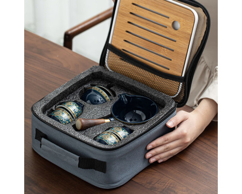 Дорожный набор для чайной церемонии керамический Blue