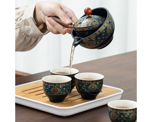 Дорожный набор для чайной церемонии керамический Blue