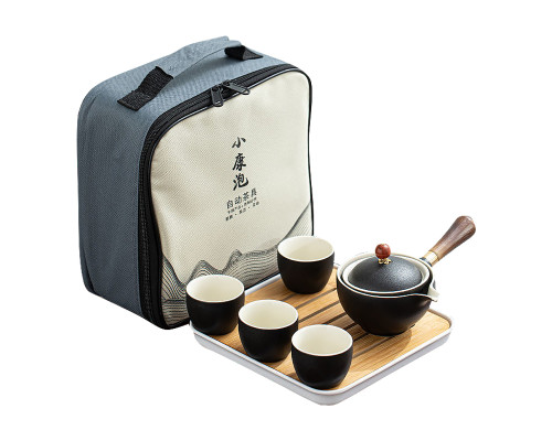 Дорожный набор для чайной церемонии керамический Black Sand