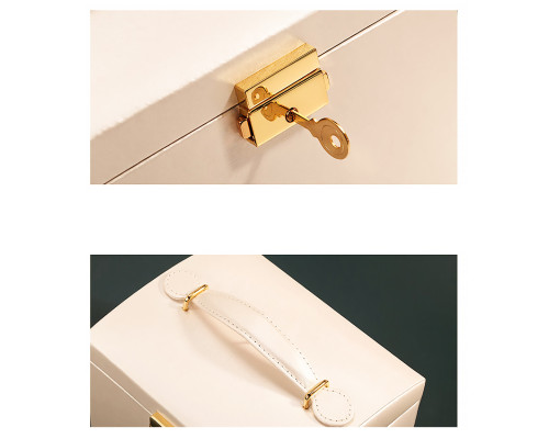 Шкатулка Casegrace SP-01111 для украшений и ювелирных изделий трехуровневая с зеркалом Champagne