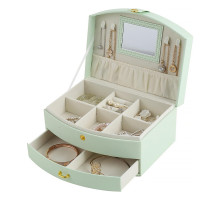 Шкатулка Casegrace SP-01245 для украшений и ювелирных изделий двохуровневая с зеркалом и ручкой 20*15*10 см Tiffany