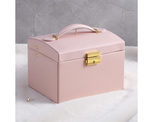 Шкатулка Casegrace SP-01111 для украшений и ювелирных изделий трехуровневая с зеркалом Pink