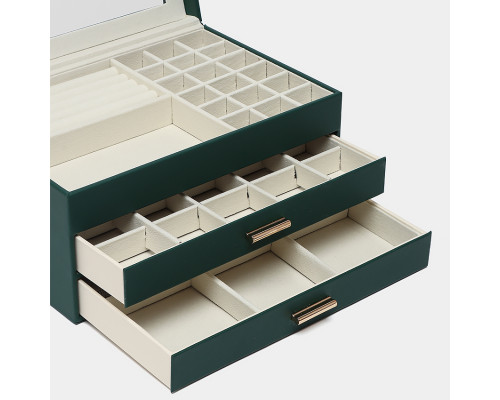 Шкатулка Casegrace SP-01223 для украшений и ювелирных изделий трехуровневая 26,5*18*13,5 см Green