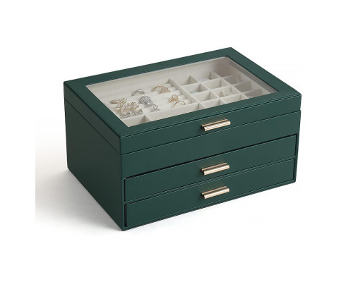 Шкатулка Casegrace SP-01223 для украшений и ювелирных изделий трехуровневая 26,5*18*13,5 см Green