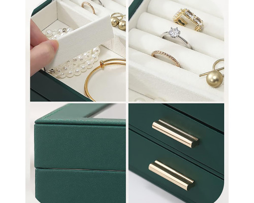 Шкатулка Casegrace SP-01223 для украшений и ювелирных изделий трехуровневая 26,5*18*13,5 см Green