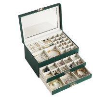 Шкатулка Casegrace SP-01223 для украшений и ювелирных изделий трехуровневая 26,5*18*13,5 см Green