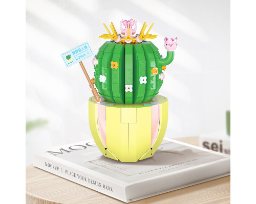 3D конструктор набор строительных блоков YZ 2082 цветочный конструктор Кактус 444 детали