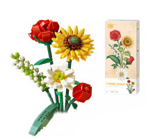 3D конструктор набор строительных блоков LOZ 1659 подсолнух роза шафран зверобой 568 деталей пластиковый