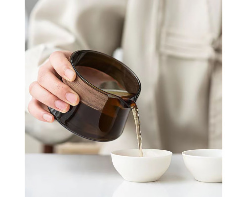 Дорожный чайный набор HR-068 заварник 240 ml стеклянный + 3 пиалы с чехлом White