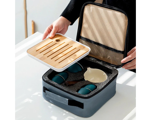 Дорожный набор для чайной церемонии керамический Green Sand